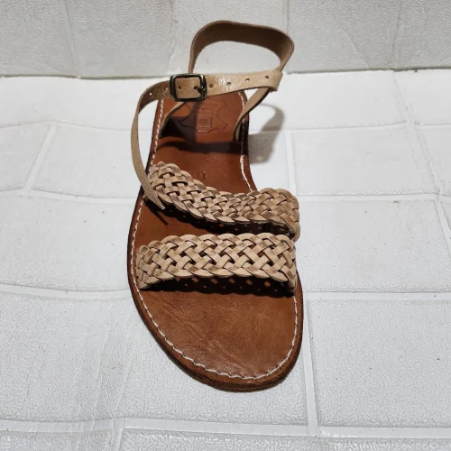 Women’s Tan Braided Moroccan Leather Sandals