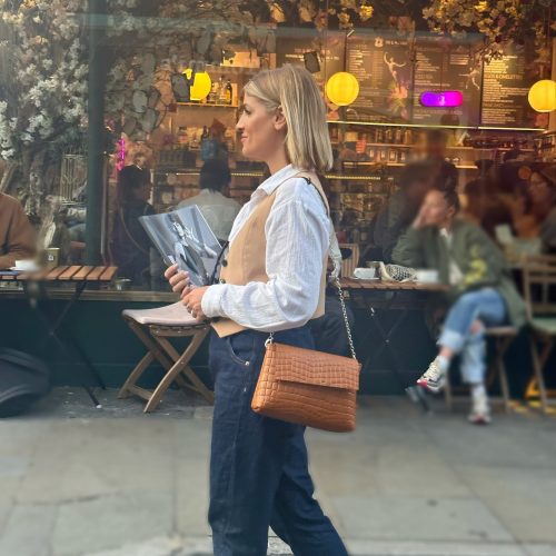 Brown Leather Shoulder Bag Minimalist Crossbody Women Handbag